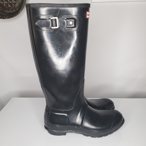 Hunter Shoes - Hunter Black Original Gloss Tall Rain Boots 9M